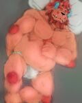  4:5 anthro asian_clothing chernobog chubby_male clothing daddybear east_asian_clothing eyes_closed fundoshi hi_res humanoid humanoid_hands japanese_clothing kemono laohu lifewonders male mane moobs overweight overweight_male pubes sleeping slightly_chubby solo tokyo_afterschool_summoners underwear 