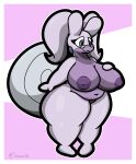  abstract_background absurd_res anthro belly big_breasts big_butt big_nipples breasts butt curvy_figure eyewear featureless_crotch female gastropod generation_6_pokemon glasses gloria_(sneavile) goodra hand_on_breast hi_res hisuian_form hisuian_goodra huge_breasts inverted_nipples mature_female mollusk multicolored_body navel nintendo nipples non-mammal_nipples nude overweight overweight_female pokemon pokemon_(species) pseudo_hair purple_body regional_form_(pokemon) shell slightly_chubby snail sneavile solo thick_thighs two_tone_body voluptuous wide_hips 
