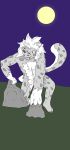  angry anthro blood blood_on_face bodily_fluids claws_out felid feral full_moon hair hi_res insane long_hair male mammal moon muscular muscular_male night pantherine scratching smile smiling_at_viewer snow_leopard solo were werefelid wereleopard werepantherine white_hair 