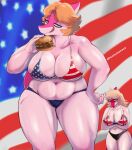  2023 4th_of_july absurd_res american_flag_bikini anthro artist_name bedroom_eyes belly big_breasts bikini blonde_hair blue_eyes breast_squish breasts burger cassandra_(snoot_game) cleavage clothed clothing crossed_arms curvaceous curvy_figure daughter_(lore) deadassspider digital_drawing_(artwork) digital_media_(artwork) dinosaur duo eyelashes female fingers flag_background food hadrosaurid hair hi_res holidays i_wani_hug_that_gator looking_at_viewer magenta_body magenta_scales mature_anthro mature_female mia_(iwhtg) mother_(lore) mother_and_child_(lore) mother_and_daughter_(lore) narrowed_eyes navel ornithischian parasaurolophus parent_(lore) parent_and_child_(lore) parent_and_daughter_(lore) pink_body pink_scales red_body red_scales reptile scales scalie seductive short_hair skimpy skimpy_bikini slightly_chubby smile snoot_game_(fan_game) snout squish stars_and_stripes swimwear teal_eyes thick_thighs tongue tongue_out under_boob union_jack union_jack_bikini united_states_of_america voluptuous watermark wide_hips 