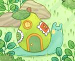  :&gt; animal_focus arcasian blush door food fruit grass happy leaf mollusc_shell on_grass original pear rock shell snail snail_shell 