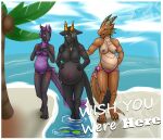  absurd_res anthro areola bastiel beach belly belly_blush big_belly big_breasts bikini black_belly black_body black_hair black_nipples blush body_blush breasts clothed clothing crystal crystal_horn curvy_figure cybernetic_arm cybernetic_limb cybernetics dragon dragonborn_(dnd) dungeons_and_dragons female gold_markings group hair hand_on_stomach hasbro hi_res holding_belly machine markings multiple_pregnancies navel nipples nude onyx_clawe outie_navel outside partially_submerged postcard pregnant pregnant_female pseudo_horn purple_belly red_markings seaside skinny_dipping standing swimwear tail tail_tuft topless topless_female trio tuft wardrobe_malfunction wizards_of_the_coast 