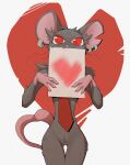  &lt;3 anthro arm_tuft camille_(fortnite) colored ear_piercing ear_ring elbow_tuft epic_games female fortnite fur gompami grey_body grey_fur hi_res holding_object holding_paper mammal mostly_nude murid murine paper piercing portrait rat red_eyes ring_piercing rodent simple_background solo standing tail three-quarter_portrait tuft 