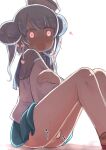  1girl aqua_skirt blue_hair blue_sailor_collar blush censored clothed_masturbation commentary_request commission constricted_pupils dixie_cup_hat double_bun enjaku_izuku fang female_masturbation glowing glowing_eyes hair_bun hat highres kantai_collection knees_up long_sleeves masturbation medium_hair military_hat miniskirt mosaic_censoring no_panties open_mouth pleated_skirt sailor_collar samuel_b._roberts_(kancolle) school_uniform serafuku shirt sitting skirt solo white_headwear white_shirt 