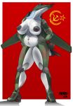  aircraft aircraft_humanoid anthro belly big_breasts breasts female hands_on_hips havoc63 hi_res living_aircraft living_machine living_vehicle machine mig-27 red_star russian simple_background smile solo soviet_union vehicle white_belly wings 