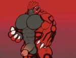  abs anthro balls biceps claws dracostreex generation_3_pokemon genitals grey_body grey_penis groudon hi_res humanoid_genitalia humanoid_penis legendary_pokemon male muscular muscular_male nintendo pecs penis pink_penis pokemon pokemon_(species) red_background red_body reptile scalie simple_background solo teeth white_claws yellow_eyes 