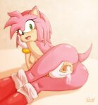  absurd_res accessory amy_rose anthro anus bodily_fluids clothing cum cum_inside eulipotyphlan female footwear genital_fluids genitals gloves green_eyes handwear headband hedgehog hi_res mammal nude open_mouth pink_body pussy pussy_juice sega shoes smile sonic_the_hedgehog_(series) stretched_pussy vadamecox 