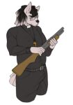  2023 anthro aurelius_vsevold belt bovid canid canine canis caprine christianity colored cross eyewear glasses gun hi_res hybrid male mammal priest ranged_weapon religion saucetyan sheep shotgun sketch solo three-quarter_view weapon wolf 