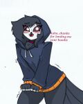  anthro blush clothing female helluva_boss hi_res hoodie octavia_(helluva_boss) pace-maker small_waist solo thick_thighs topwear wide_hips 