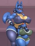  &lt;3 &lt;3_eyes 3:4 5_fingers absurd_res anthro armor belly big_breasts blue_body blue_clothing blush boob_hat bottomwear bra breast_squish breasts cel_shading cleavage cleavage_cutout clothed clothing curvy_figure cute_fangs duo eye_contact female female/female fingers gauntlets generation_4_pokemon glistening glistening_body glistening_clothing gloves gloves_(marking) green_clothing hand_holding hand_on_hip hand_on_shoulder handwear hi_res huge_breasts huge_thighs inner_ear_fluff inside johnmarten leggings legwear looking_at_another looking_down looking_up lucario markings midriff multicolored_body multicolored_clothing narrowed_eyes navel nintendo nipple_outline open_mouth panties pokemon pokemon_(species) portrait purple_background red_eyes riolu shaded shirt short_stack shorts simple_background skimpy slightly_chubby spikes spikes_(anatomy) sports_bra squish standing tagme tank_top thick_thighs three-quarter_portrait topwear tuft two_tone_body two_tone_clothing under_boob underwear voluptuous wide_hips 