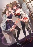  2girls :3 :d absurdres ahoge black_garter_straps black_thighhighs blue_eyes blunt_bangs blush bow breasts brown_hair censored cleavage collarbone dress eichan_(eichanidfi) erection flower full-package_futanari full_body futanari futanari_masturbation garter_straps grey_footwear hair_between_eyes hair_bow hair_flower hair_ornament hand_on_another&#039;s_cheek hand_on_another&#039;s_face high_heels highres ichinose_shiki idolmaster idolmaster_cinderella_girls indoors kamiya_nao lab_coat large_breasts long_hair masturbation mosaic_censoring multiple_girls open_mouth penis purple_dress red_bow red_dress red_eyes red_flower red_footwear red_rose rose sleeveless sleeveless_dress smile standing testicles thick_eyebrows thighhighs translation_request twintails wavy_hair zettai_ryouiki 