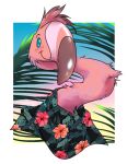  anthro avian bird flamingo floral_print headshot_portrait male palm_leaves pinkpalmingo portrait solo sunset 