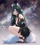  1girl absurdres black_dress blak breasts cosmos dress eushufeal gold high_heels highres honkai:_star_rail honkai_(series) jewelry kitsune non-web_source pantyhose shine yukong_(honkai:_star_rail) 