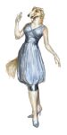  1920s 2022 anthro borzoi canid canine canis cettus clothed clothing domestic_dog dress female footwear fur gesture hair hi_res high_heels hunting_dog mammal open_mouth sighthound simple_background smile solo sonya_stirling-morozova tail walking waving white_background white_body white_fur yellow_body yellow_fur 