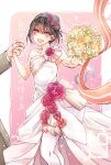  1boy banjou_azusa bouquet bridal_veil commentary_request crossdressing dress flower koisuru_(otome)_no_tsukurikata male_focus mars_symbol mihate_hiura otoko_no_ko rose strapless strapless_dress tagme veil wedding_dress 