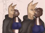  absurd_res anthro canid canine canis deanoumer domestic_dog duo female hi_res kissing male male/female mammal subway 