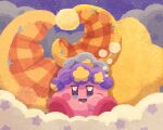  cloud copy_ability crescent crescent_pillow kirby kirby_(series) kirby_and_the_forgotten_land looking_at_viewer miclot night night_sky no_humans open_mouth pink_footwear saliva shoes sky sleep_bubble sleep_kirby smile star_pillow stuffed_toy 