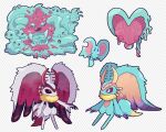  animal_ears antlers blue_fur blush_stickers chaos_elfilis chiimako claws closed_eyes elfilin fecto_elfilis fecto_forgo fecto_forgo_(larva) fecto_forgo_(monster) furry kirby_(series) kirby_and_the_forgotten_land monster mouse_ears multicolored_eyes multiple_heads multiple_persona notched_ear slime_(creature) solid_oval_eyes striped striped_background white_fur wing_ears yellow_fur 