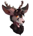  antlers cervine deer eye_scar facial_scar fur grey_body grey_fur headshot_portrait horn icon male mammal orange_eyes portrait ra&#039;deer scar taykoe 