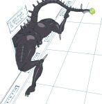  alien alien_(franchise) anus ball genitals gromdrawing male penis rear_view small_penis solo stuck stuck_in_vent tennis_ball xenomorph 