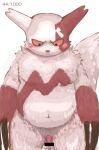  anthro censored censored_genitalia censored_penis fur generation_3_pokemon genitals male navel nintendo overweight overweight_male penis pokemon pokemon_(species) red_body red_eyes red_fur red_nose solo unknown_artist white_body white_fur zangoose 