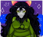  &lt;3 &lt;3_eyes 2_horns :3 alien alien_humanoid animal_humanoid artist_logo belly belly_rolls big_breasts black_clothing black_hair black_shirt black_topwear blue_tail blush breasts carcinolord cat_humanoid clothed clothing eyebrows eyelashes felid felid_humanoid feline feline_humanoid female front_view green_clothing green_eyes green_shirt green_topwear grey_body grey_skin hair half-length_portrait homestuck horn horned_humanoid humanoid logo mammal mammal_humanoid meulin_leijon ms_paint_adventures overweight overweight_female overweight_humanoid portrait shirt solo tail topwear troll_(homestuck) undershirt webcomic webcomic_character yellow_sclera 