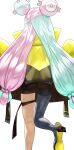  1girl back blue_hair character_hair_ornament hair_ornament highres iono_(pokemon) jacket light_blue_hair long_hair long_sleeves low_twintails multicolored_hair pantyhose pink_hair pokemon pokemon_(game) pokemon_sv sleeves_past_fingers sleeves_past_wrists solo split-color_hair twintails uenoryoma yellow_jacket 