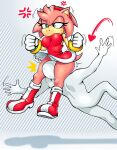  accessory amy_rose angry anonymous anthro big_breasts bodily_fluids boots bracelet breasts clothing cross-popping_vein dress duo eulipotyphlan face_in_breasts face_in_crotch featureless_face female footwear gloves hair_accessory hairband handwear hedgehog hi_res human jewelry male male/female mammal panties sega sonic_the_hedgehog_(series) sweat thick_thighs thmii underwear 