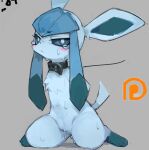  bdsm bodily_fluids bondage bound brush collar eeveelution female feral generation_4_pokemon genitals glaceon hands_behind_back looking_at_viewer nintendo pokemon pokemon_(species) pussy ramssa simple_background solo sweat tears 