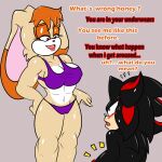  anthro big_breasts breasts dialogue duo female hi_res male mature_female sega shadow_the_hedgehog sonic_the_hedgehog_(series) soulyagami64 teasing vanilla_the_rabbit 