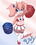  2023 4:5 4th_of_july accessory anthro bottomwear bow_ribbon clothing digital_media_(artwork) english_text fur ground_squirrel hair_accessory hair_bow hair_ribbon hi_res mammal mr-shin pom_poms ribbons rodent sciurid simple_background skirt solo text twiggy_(mr-shin) 