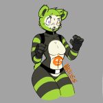  anthro bear clothed clothing digital_media_(artwork) epic_games female fortnite fur green_body grey_body hair heterochromia hi_res human mammal natuss simple_background solo spooky_team_leader tail 