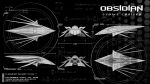  blueprint_(medium) commentary concept_art cruiser_(eve_online) ebonnebula english_text eve_online from_side greyscale highres military_vehicle monochrome multiple_views no_humans original reference_sheet science_fiction spacecraft thrusters vehicle_focus 