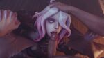  3d_(artwork) bound briar_(league_of_legends) colored_nails digital_media_(artwork) duo female first_person_view genitals grey_eyes hair hair_over_eye hand_holding hand_on_head hi_res human humanoid humanoid_pointy_ears league_of_legends licking long_tongue male male/female mammal multicolored_hair nails one_eye_obstructed open_mouth oral pale_skin penile penis penis_lick pink_hair red_sclera restraints ricepanduh riot_games sex sharp_nails sharp_teeth stocks teeth tongue tongue_out two_tone_hair vampire white_hair white_nails 