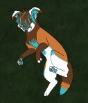 2011 aliasing ambiguous_gender blue_body blue_fur blue_highlights blue_inner_ear_fluff blue_nose blue_pawpads bluekyokitty brown_body brown_fur brown_hair button_ears canid canine canis digital_drawing_(artwork) digital_media_(artwork) digitigrade domestic_dog feral feral_with_hair flat_colors floppy_ears full-length_portrait fur green_background hair hair_over_eyes highlights_(coloring) inner_ear_fluff low_res lying mammal missing_toe on_back pawpads portrait sebdoggo simple_background smile solo tail tuft white_body white_fur 