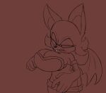  annoyed_expression anthro armor bat big_breasts bodysuit breastplate breasts cleavage clothed clothing female gloves handwear hi_res line_art mammal rouge_the_bat sega skinsuit solo sonic_the_hedgehog_(series) tascom tight_clothing wings 
