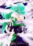  1boy 1girl aged_up breasts dated detached_sleeves earrings edward_geraldine final_fantasy final_fantasy_iv final_fantasy_iv:_the_after_years green_hair hair_ornament hetero jewelry kiss long_hair nekomrao rydia_(ff4) thighhighs 