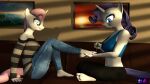  3d_(artwork) 5_toes absurd_res anthro barefoot bottomwear breasts clothed clothing crop_top denim denim_bottomwear denim_clothing digital_media_(artwork) equid equine feet female friendship_is_magic furniture hasbro hi_res horn humanoid_feet jeans mammal my_little_pony off_shoulder on_sofa painting_nails pants plantigrade rarity_(mlp) shadowboltsfm shirt sibling_(lore) sister_(lore) sisters_(lore) sitting sofa solo sweetie_belle_(mlp) toes topwear unicorn 