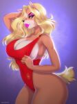  activision anthro big_breasts blonde_hair breasts clothing crash_bandicoot_(series) female hair hi_res lifeguard lifeguard_swimsuit lips lipstick long_hair makeup solo swimwear tawna_bandicoot thick_thighs wide_hips xensoi 