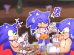  beverage burger clothed clothing container cup diner drinking_glass eating food glass glass_container glass_cup group growth half-closed_eyes hooters hooters_uniform male male/male multi_arm multi_limb muscle_growth muscular muscular_male narrowed_eyes onechan sega sonic_the_hedgehog sonic_the_hedgehog_(series) trio 