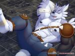  abs anthro bandai_namco biceps digimon digimon_(species) fur male muscular muscular_anthro muscular_male nipples pecs primodrago scar solo weregarurumon 