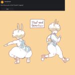  anthro big_butt bottomwear butt clothed clothing ear_piercing eldiipiid fur girly hair harry_gray_(eldiipiid) hi_res huge_butt lagomorph leporid male mammal piercing rabbit red_eyes running shorts simple_background solo thick_thighs white_body white_fur 