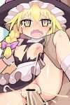  1boy 1girl apron bar_censor black_headwear black_skirt black_vest blonde_hair blush bow braid breasts bright_pupils censored commentary_request cookie_(touhou) cum cum_in_pussy cum_overflow ejaculation fangs feet_out_of_frame frilled_apron frills hair_between_eyes hair_bow hat hetero highres hospital_king kirisame_marisa leg_lift long_hair medium_bangs medium_breasts nipples open_mouth penis pink_bow puffy_short_sleeves puffy_sleeves pussy sex shiny_skin shirt short_sleeves single_braid skin_fangs skirt skirt_set solo_focus tearing_up textless_version torn_clothes torn_shirt torn_vest touhou uzuki_(cookie) vaginal vest waist_apron white_apron white_pupils white_shirt witch_hat yellow_eyes 