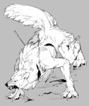  anthro arrow_(weapon) blood bodily_fluids canid canine fighting_pose male mammal pose ranged_weapon solo submori_521 weapon were werecanid werecanine werewolf wounded 