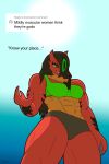  3_eyes 3_fingers abs anthro black_hair breasts buzzwole clothing female fingers fusion gardevoir generation_3_pokemon generation_7_pokemon green_eyes hair looking_at_viewer looking_down mildly_muscular_women_think_they&#039;re_gods multi_eye multicolored_body muscular muscular_female navel necrolie_(novalewd) nintendo not_furry novalewd one_eye_obstructed pokemon pokemon_(species) pokemon_fusion red_body seductive signature solo swimwear text thick_thighs ultra_beast wide_hips 