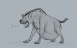  after_vore belly big_belly burping feral feral_pred greyscale half-closed_eyes hyena male male_pred mammal monochrome narrowed_eyes sketch thatgryphonguy vore 