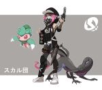  1girl arm_tattoo black_vest elbow_pads fomantis gun hat highres holding holding_gun holding_weapon looking_at_viewer mask mouth_mask open_clothes open_vest pink_eyes pink_hair poke_ball poke_ball_(basic) pokemon pokemon_(creature) pokemon_(game) pokemon_sm salazzle shirt shoes short_hair sleeveless sneakers tattoo team_skull_grunt team_skull_logo thegraffitisoul vest weapon white_footwear white_shirt 