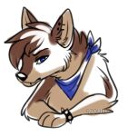  ambiguous_gender anthro bandanna blue_eyes bracelet brown_body brown_fur canid canine canis domestic_dog ear_piercing ezpups fluffy fur handpaw head_tuft jewelry kerchief mammal paws piercing prick_ears snout solo spiked_bracelet spikes tuft 