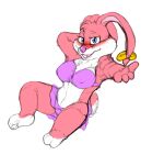  anthro babs_bunny blue_eyes blush bottomwear bra breasts clothing female fur kitsune_youkai lagomorph leporid mammal nipple_outline pink_body pink_bottomwear pink_bra pink_clothing pink_fur pink_nose pink_skirt pink_underwear rabbit skirt solo tiny_toon_adventures underwear warner_brothers white_body white_fur yellow_ribbon 