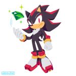  1boy black_fur chaos_emerald closed_mouth furry gloves hedgehog highres official_art red_eyes sega shadow_the_hedgehog shoes solo sonic_(series) sonic_channel white_background white_gloves 